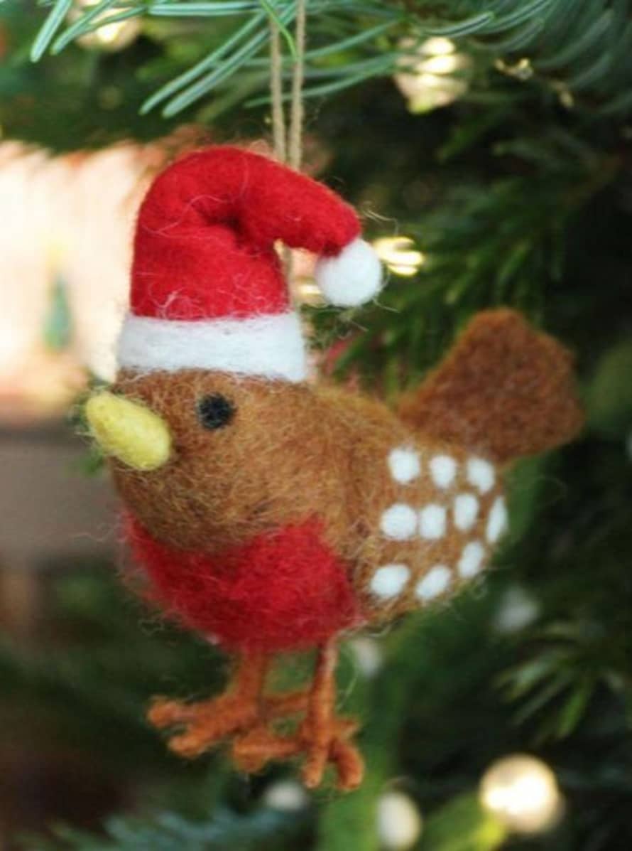 Felt So Good Handmade Felt Christmas Chicken Hanging Decoration