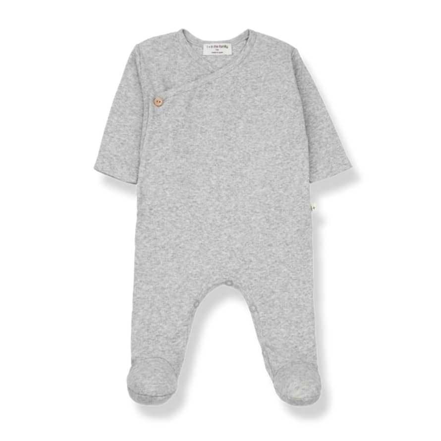 1+ In The Family Corina Light Ribbed Wrap Front Sleepsuit- Grey