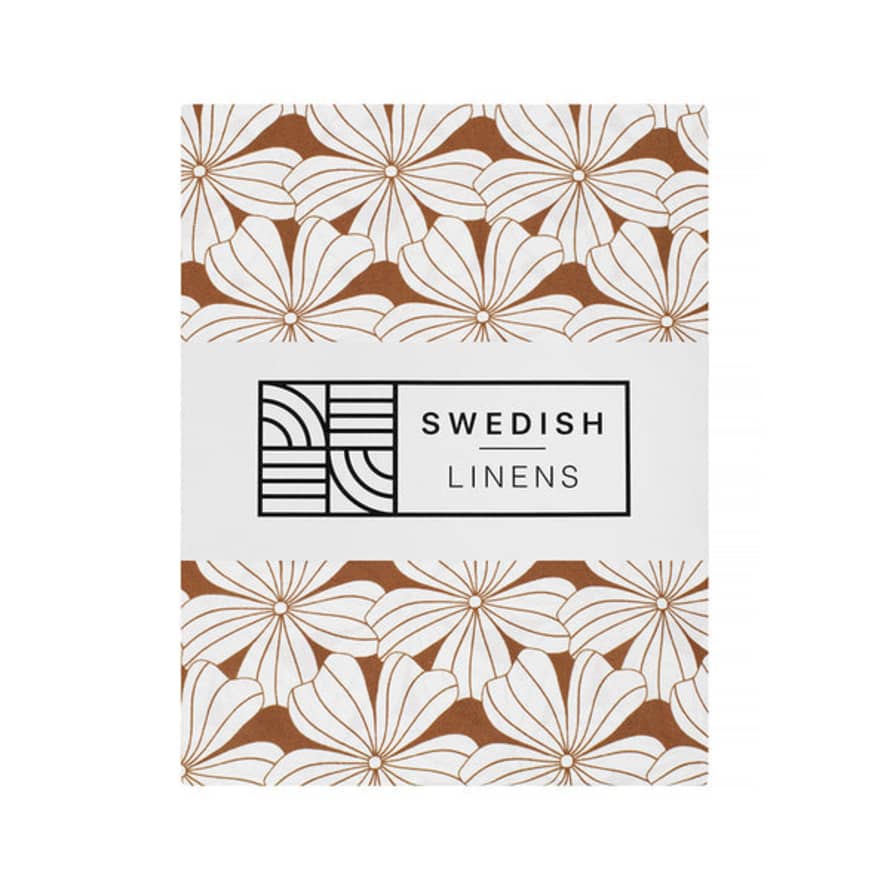 Swedish Linens Flowers Cinnamon Brown Fitted Crib Sheet 70x140cm