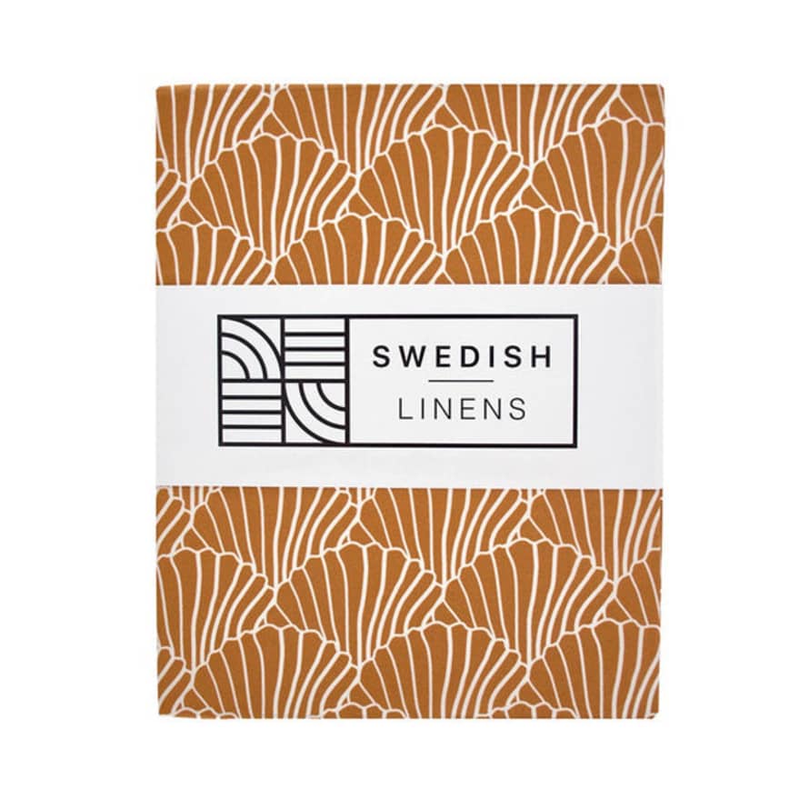 Swedish Linens Seashells Cinnamon Brown Fitted Crib Sheet 70x140cm