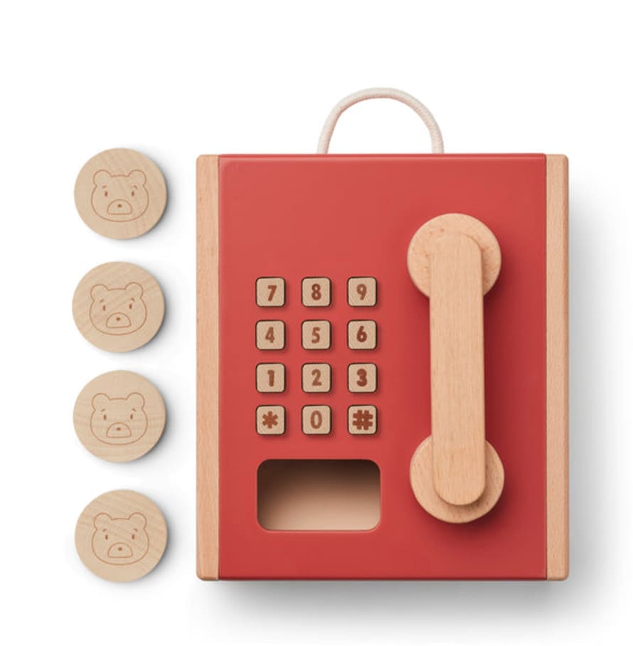 Liewood Rufus Wooden Toy Payphone - Apple Red