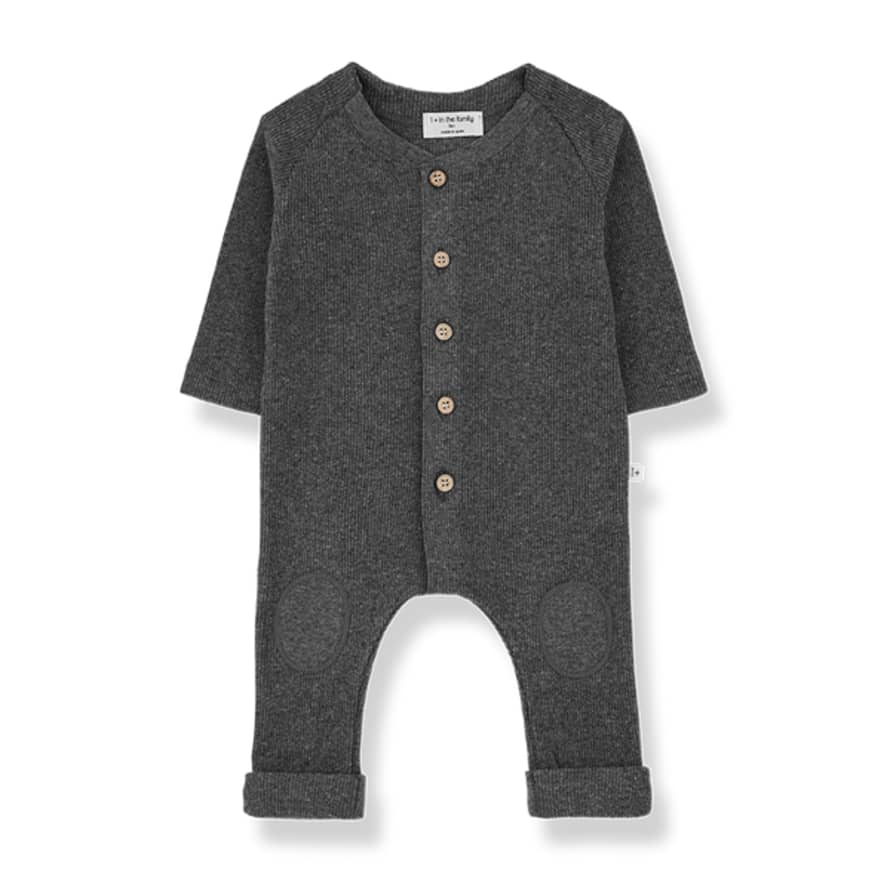 1+ In The Family Joel Soft Ribbed Jersey Babygrow In Grey