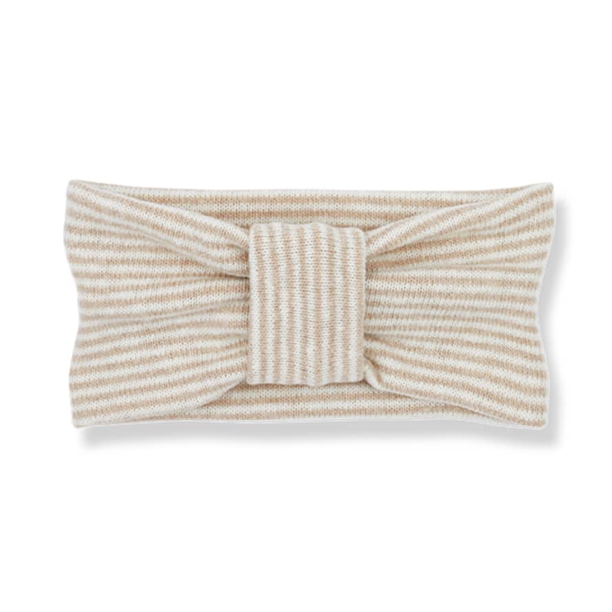 1+ In The Family Abril Recycled Fleece Striped Bandeau Head Band- Beige