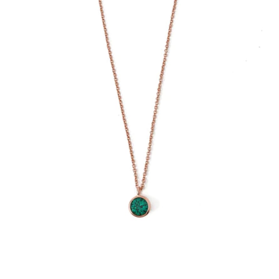 Orelia Emerald Swarovski Crystal Necklace - Rose Gold