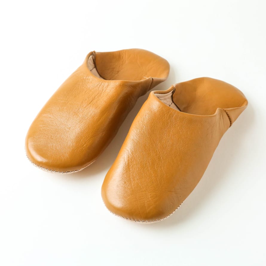 Bohemia Moroccan Leather Babouche Slippers - Ochre