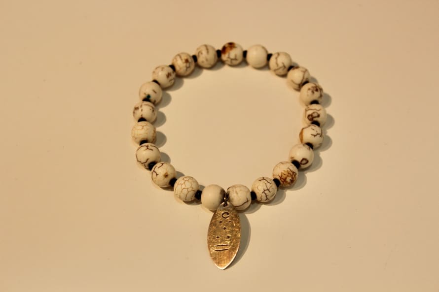 Made51 Sahel White Agate Bracelet with Silver Friendship Charm