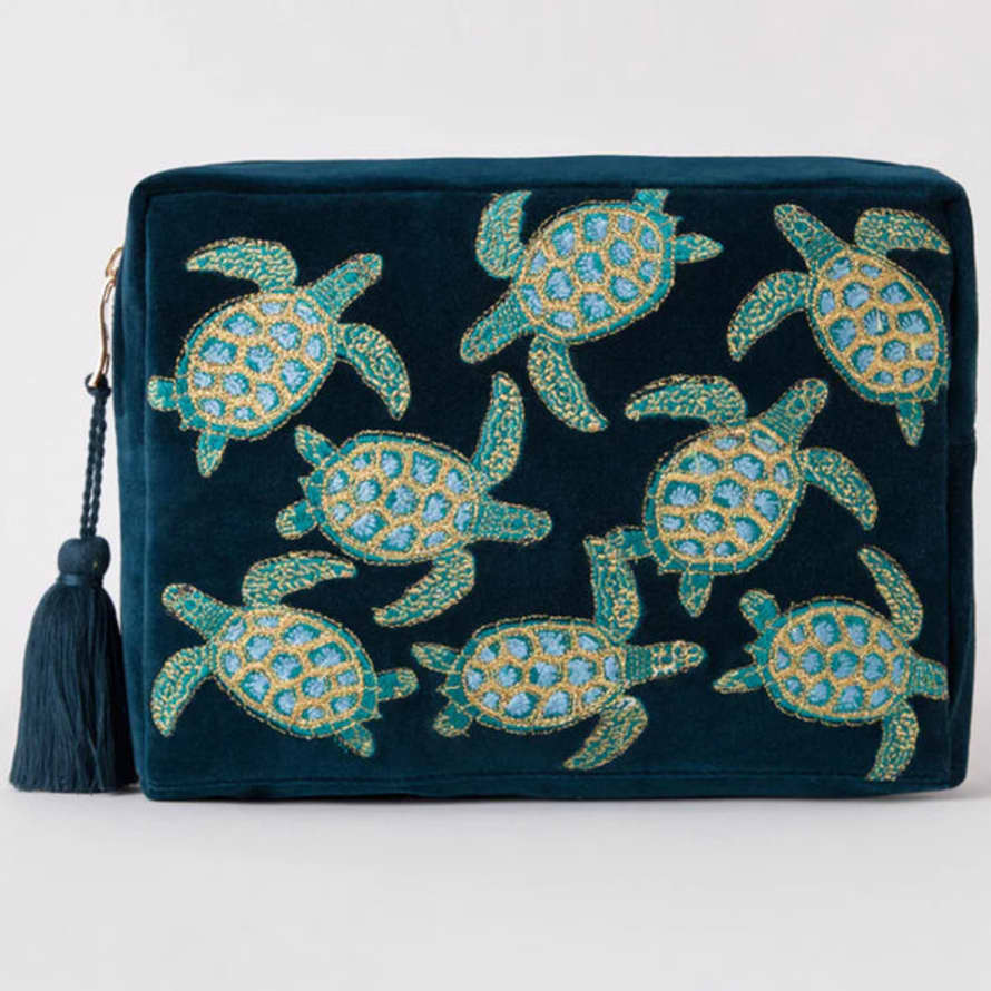 Elizabeth Scarlett Marine Blue Turtle Wash Bag