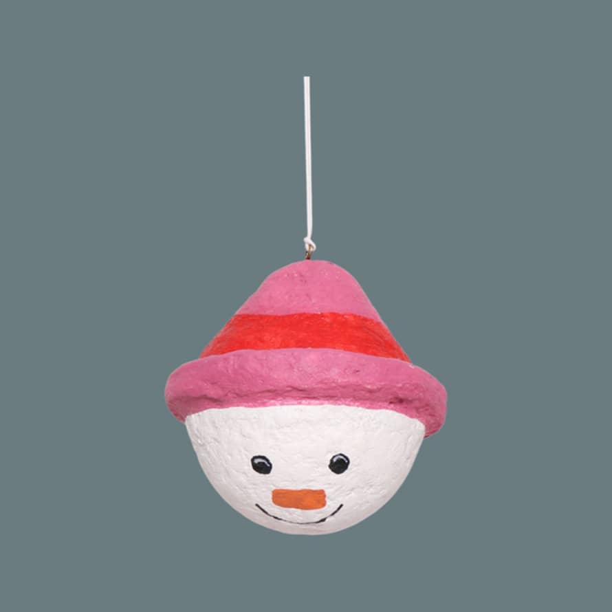 The Conscious Cotton Mache Snowman Decoration