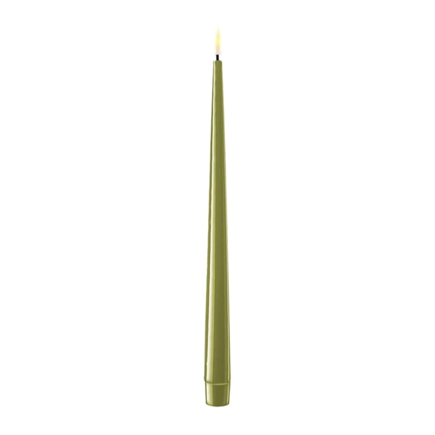 DELUXE Homeart Pack of 2 Olive Green LED RF-K-0013 Tapered Dinner Candles