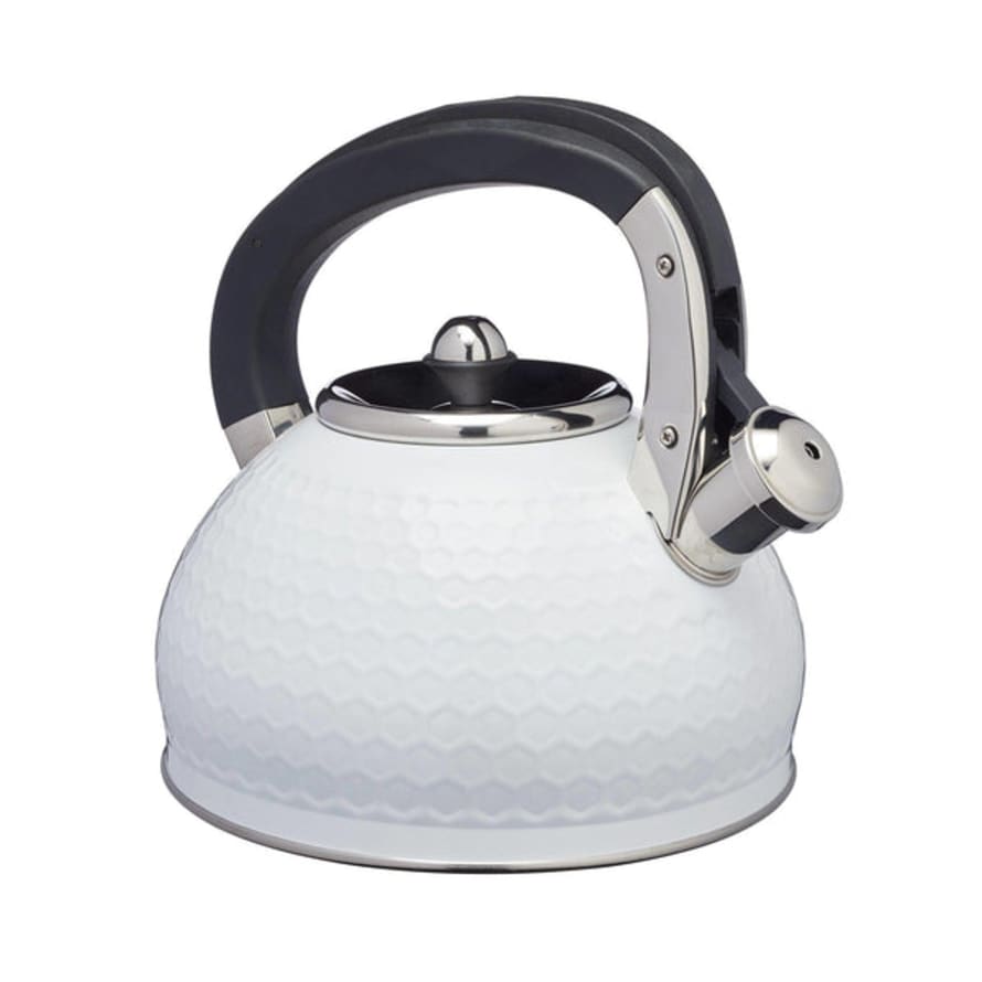 Distinctly Living Hex Whistling Stove Top Kettle In White Or Silver Grey