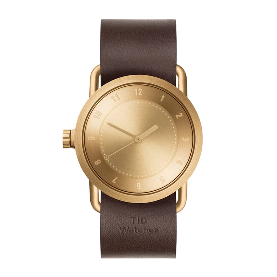 TID Watches No.1 36mm Gold and Walnut Leather Wristband watch