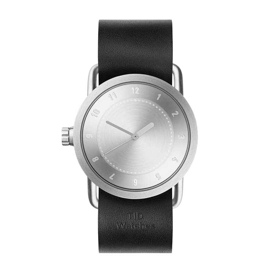 TID Watches No.1 36mm Steel / Black Leather Wristband/Steel buckle watch