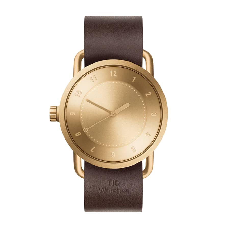 TID Watches No.1 40mm Gold / Walnut Leather Wristband/Gold buckle