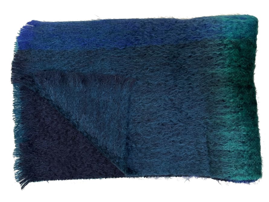 Green Grove Blue and Turquoise Gradient Mohair Throw