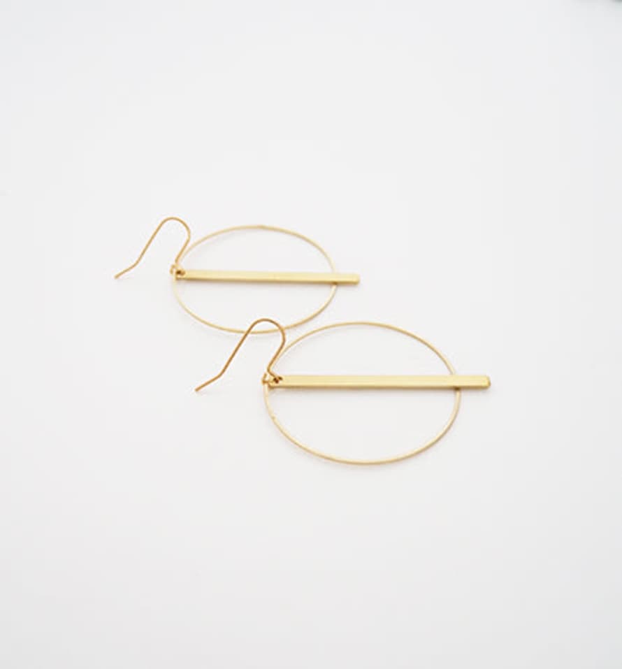 BRASS + BOLD Brass Circle + Bar Earrings