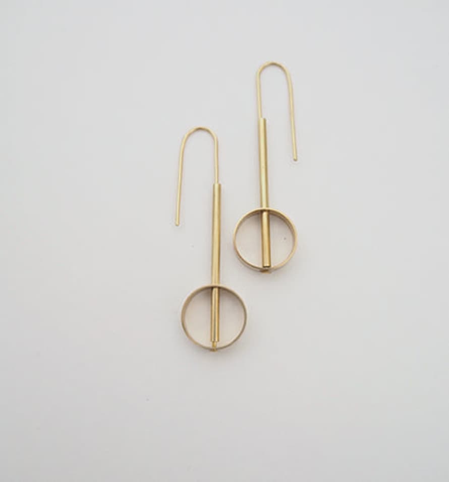 BRASS + BOLD Brass Tube + Circle Earrings