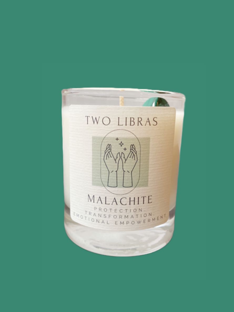 TWO LIBRAS Malachite Crystal Intention Candle