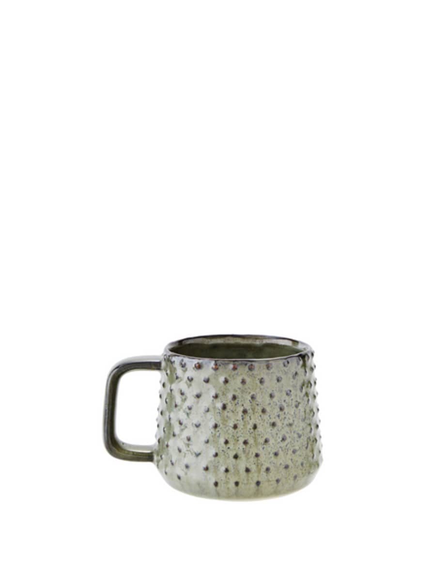 Madam Stoltz Green Stoneware Mug with Dots