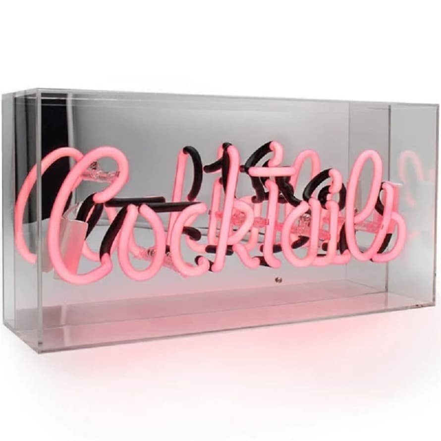 Locomocean Cocktails Glass Neon Sign - Pink