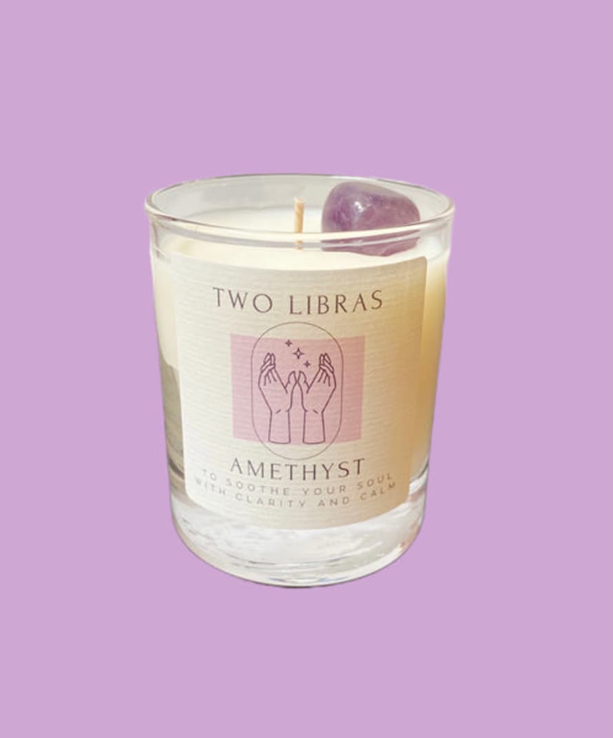 TWO LIBRAS Amethyst Crystal Intention Candle