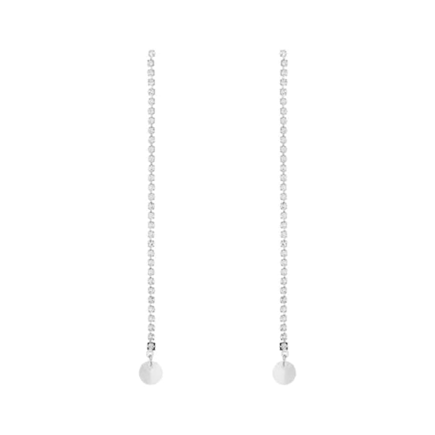 Orelia Long Crystal Cupchain Gem Drop Earrings - Silver