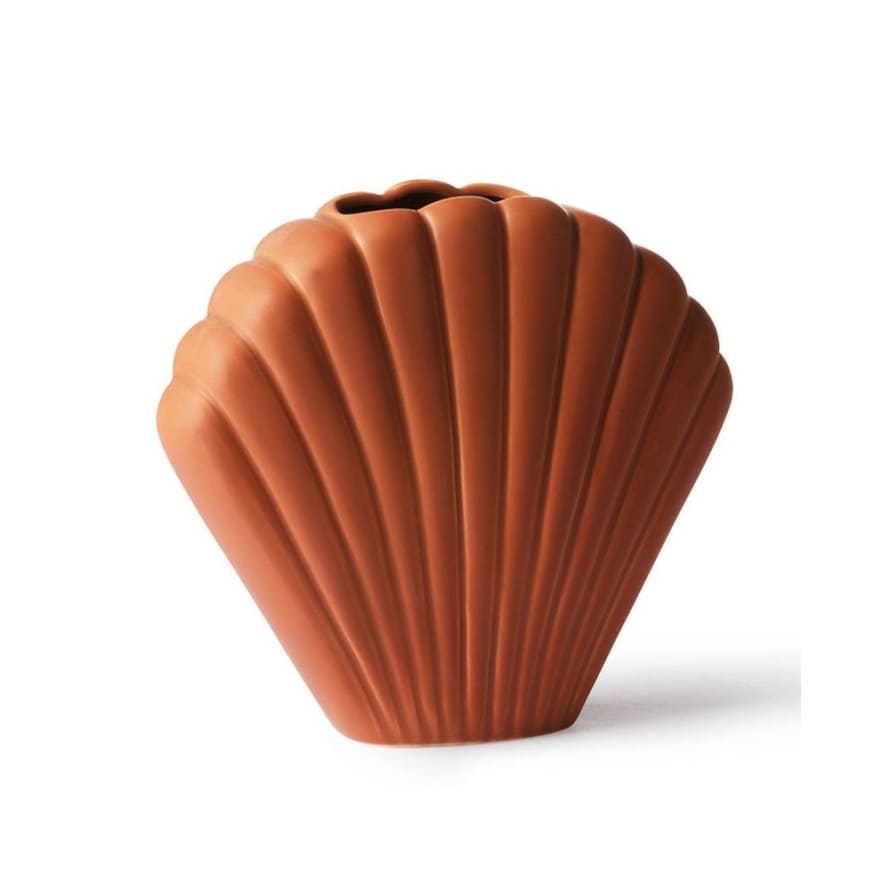 HK Living Ceramic Shell Vase Brown Small