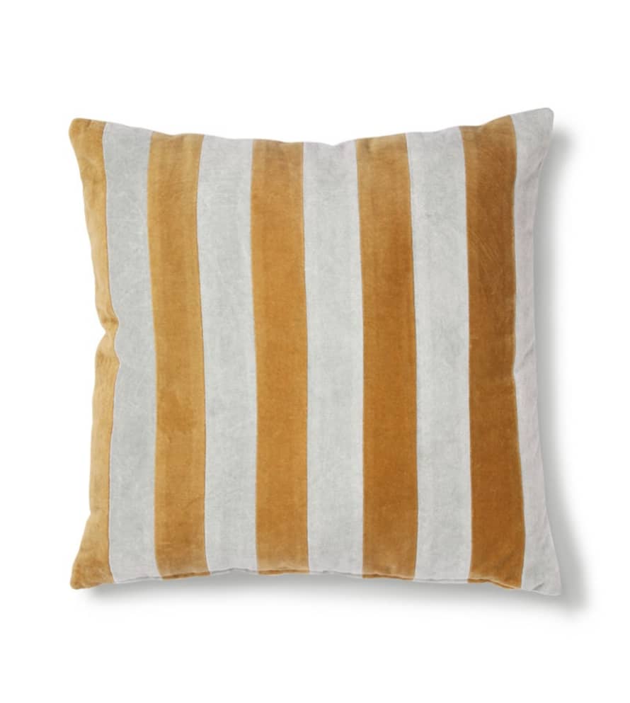 HKliving Striped Cushion Velvet Grey/Gold (50x50cm)