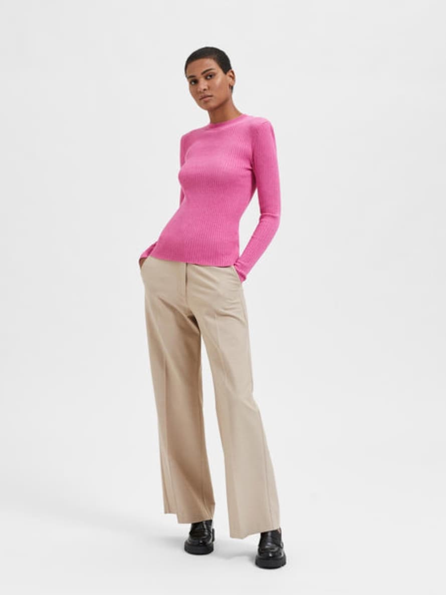 Trouva: Lydia Ribbed Knit Top Raspberry Rose