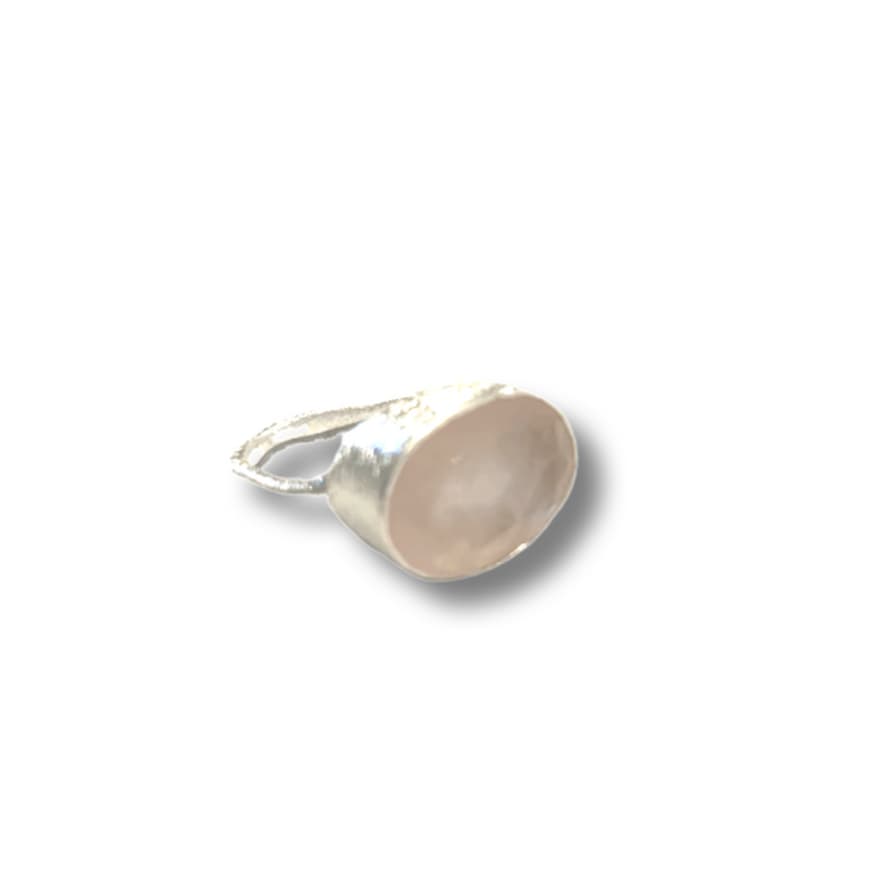 Silver Siren Single Oval Crystal Ring In Smoky Pink