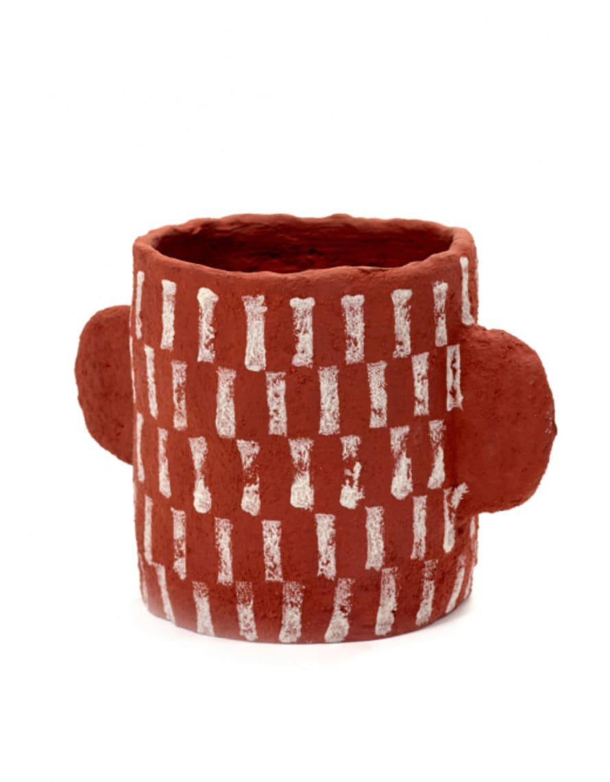 Serax Paper Mache Pot Red Short Stripes