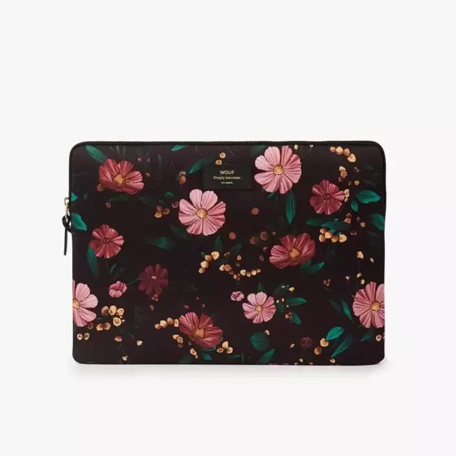 Wouf Black Flowers Laptop Sleeve 13 Inches