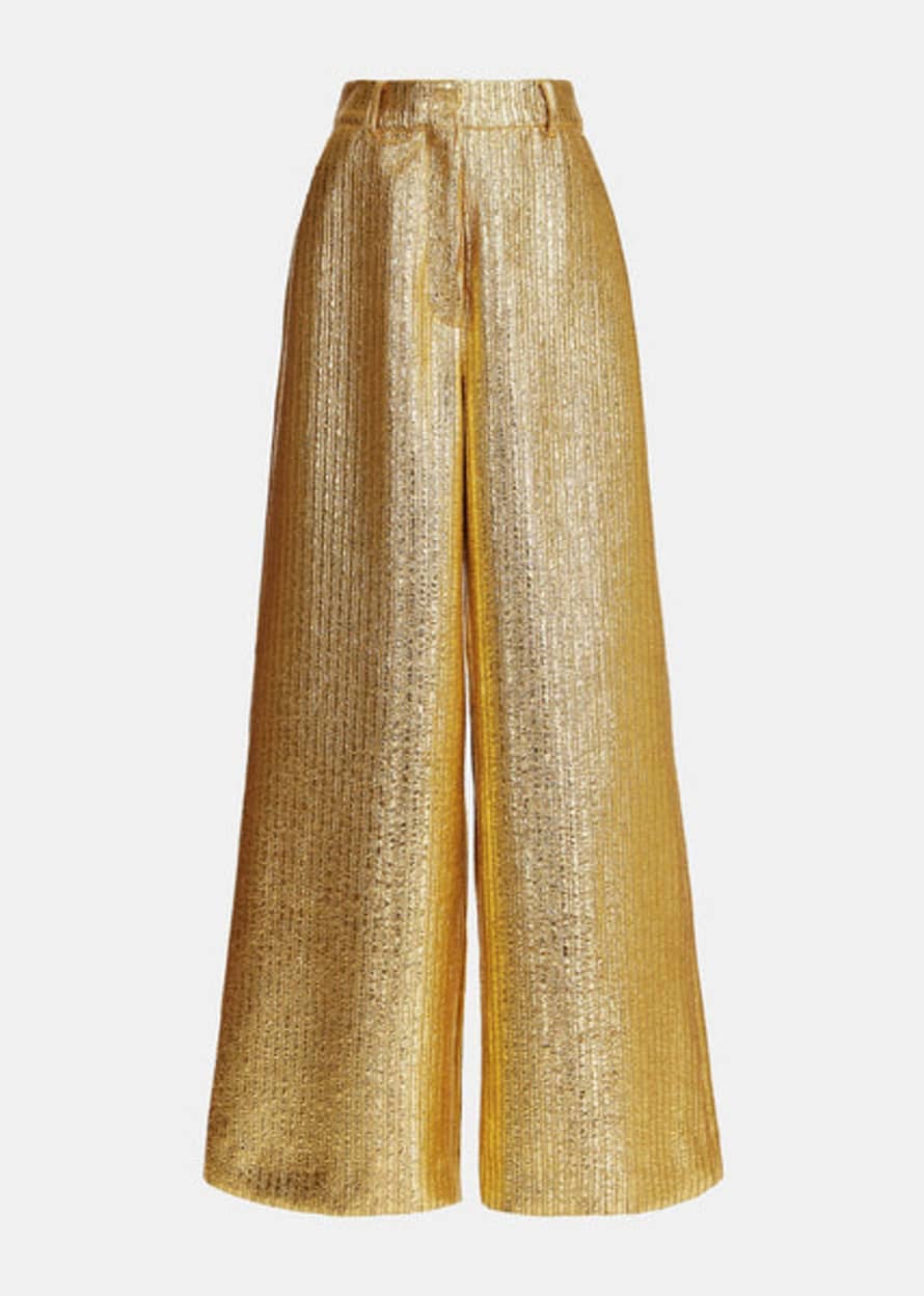 Essentiel Antwerp Gold Metallic Wide-leg Pants
