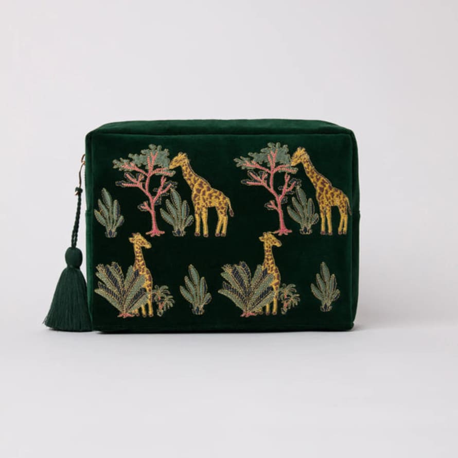 Lark London Elizabeth Scarlett Giraffe Forest Wash Bag