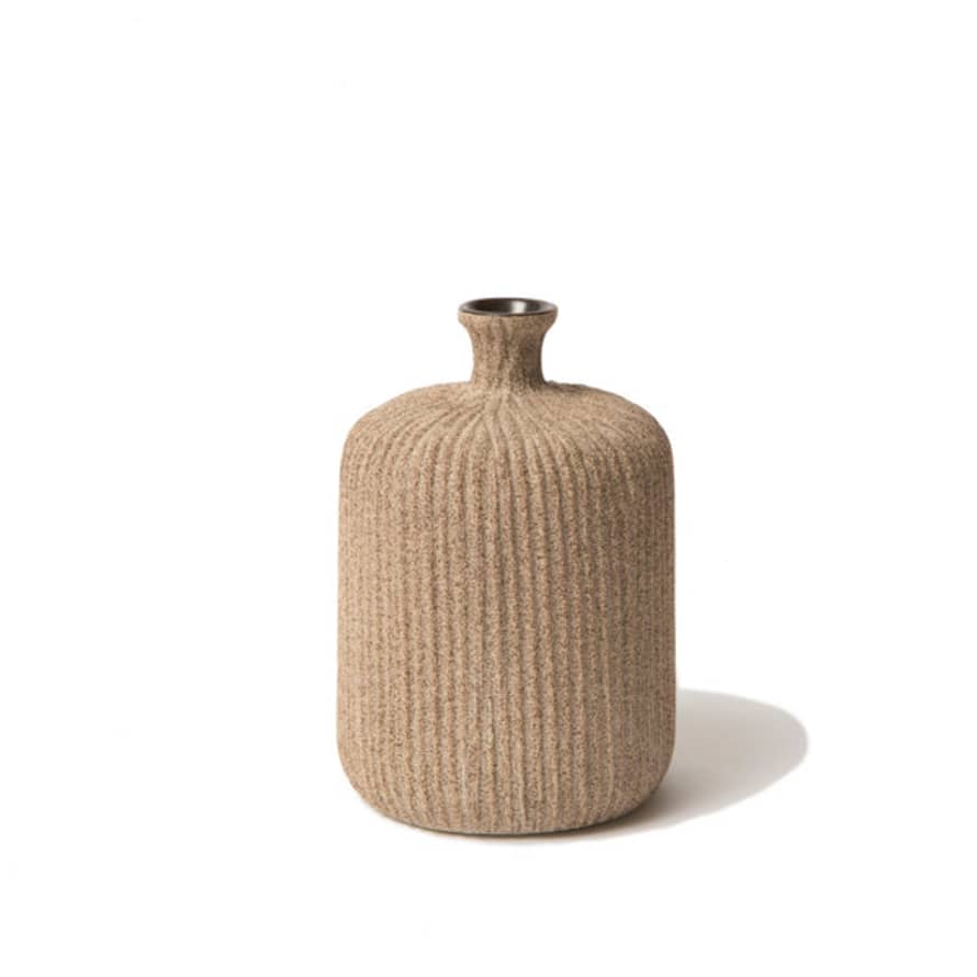 Lindform Bottle Vase - Medium In Sand Medium Stripe