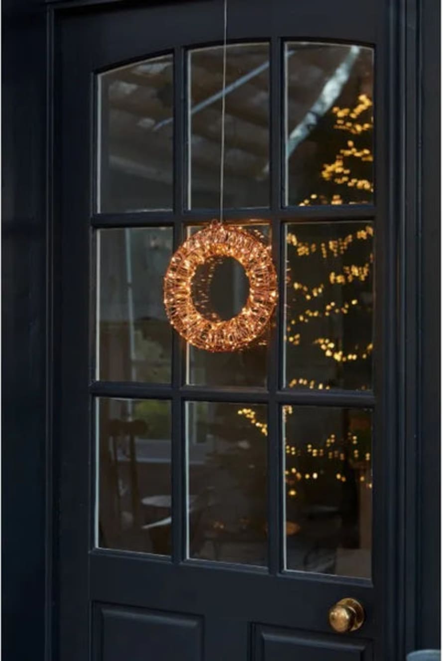 Distinctly Living Battery Or Mains Shimmer And Shine Led Wreath - 25cm Copper