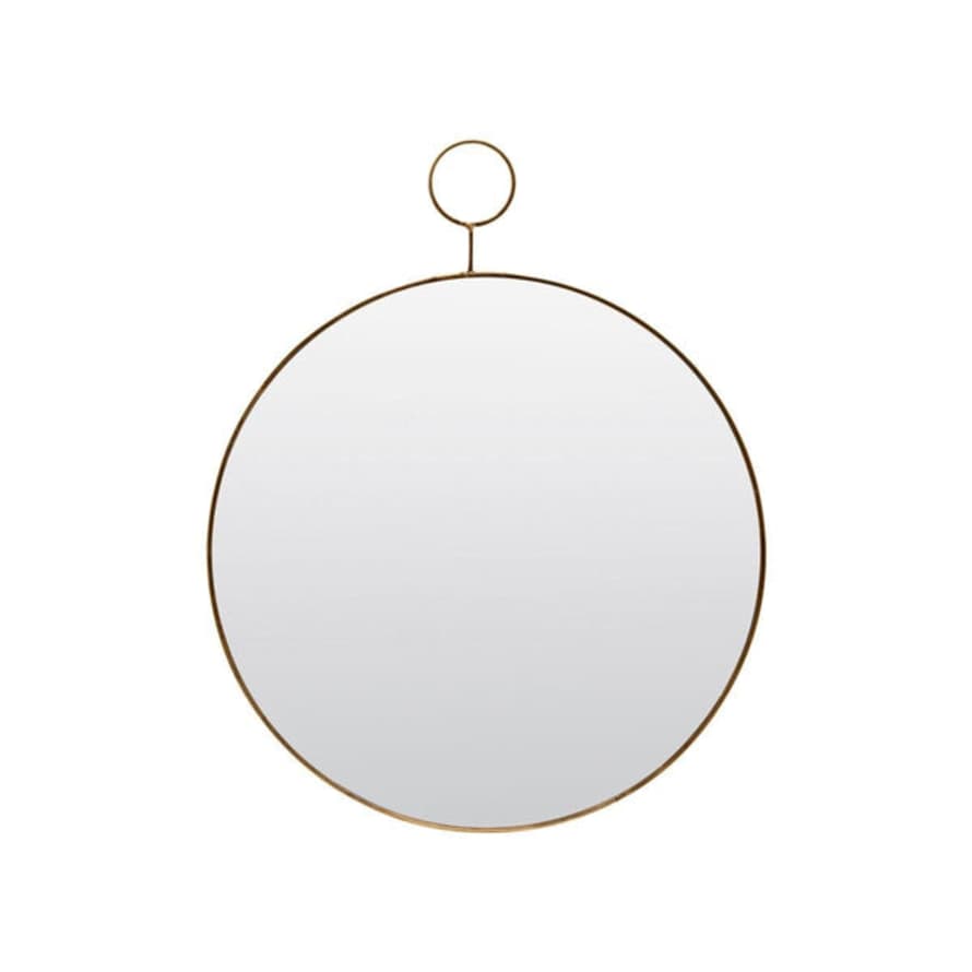 House Doctor Brass Framed Round Mirror - Large