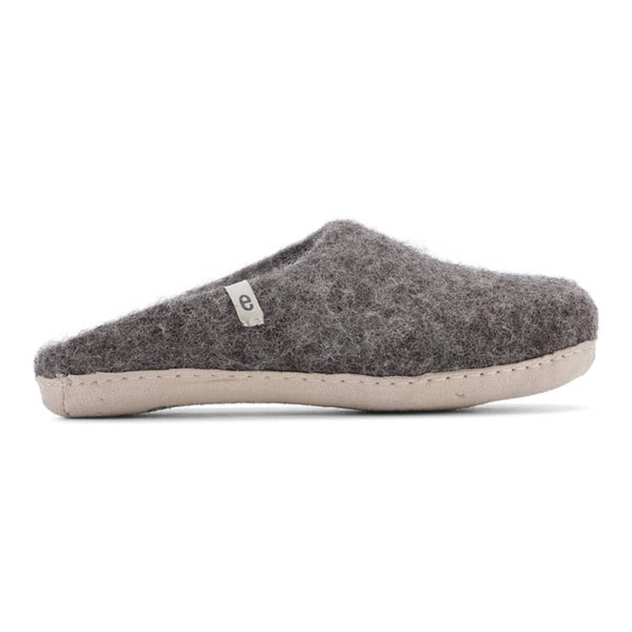 egos Hand-made Grey/brown Felted Wool Slippers