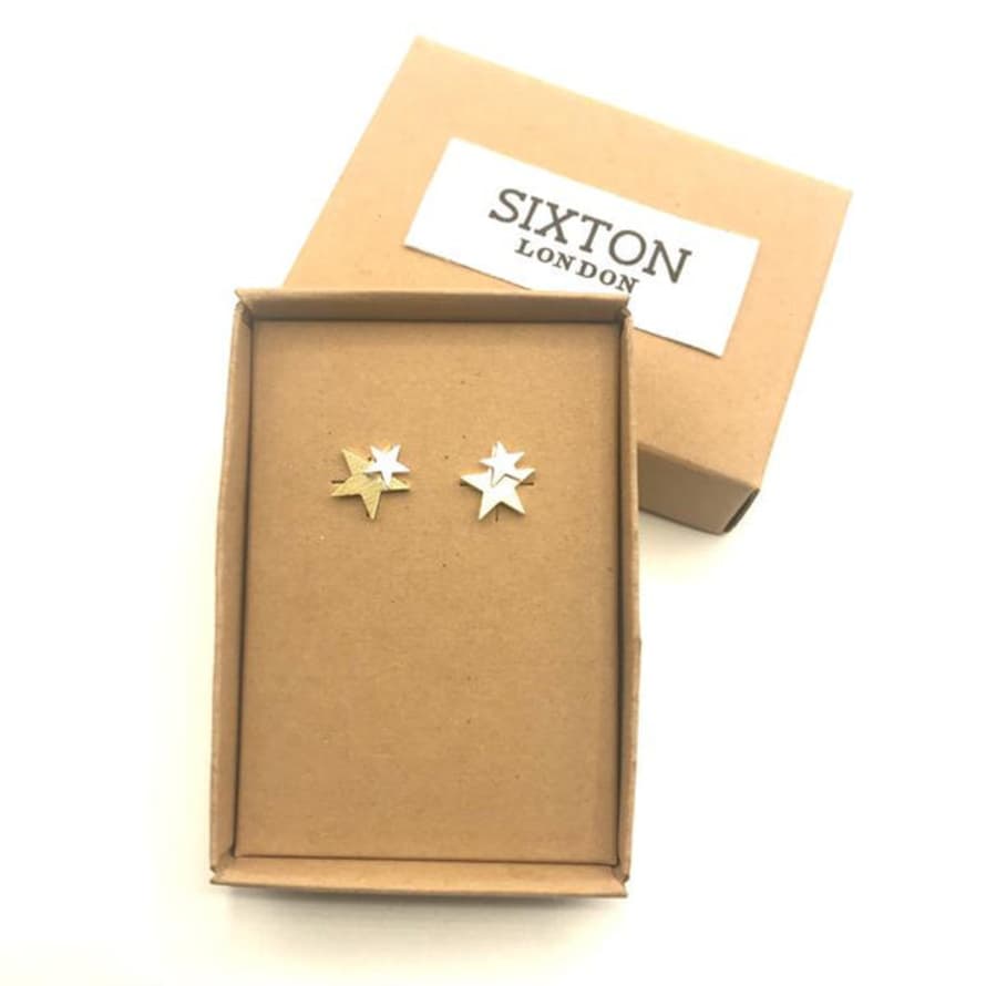 SIXTON LONDON Double Star Stud Earrings