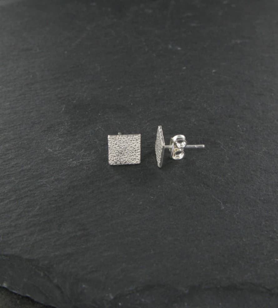 Siren Silver Textured Square Stud Earrings Sterling Silver