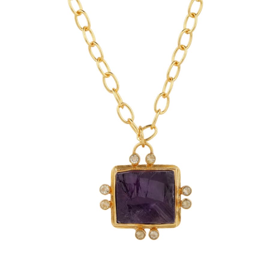 Previous Homewares Uncut Amethyst And Citrine Long Necklace Cast Bronze Gold Plated