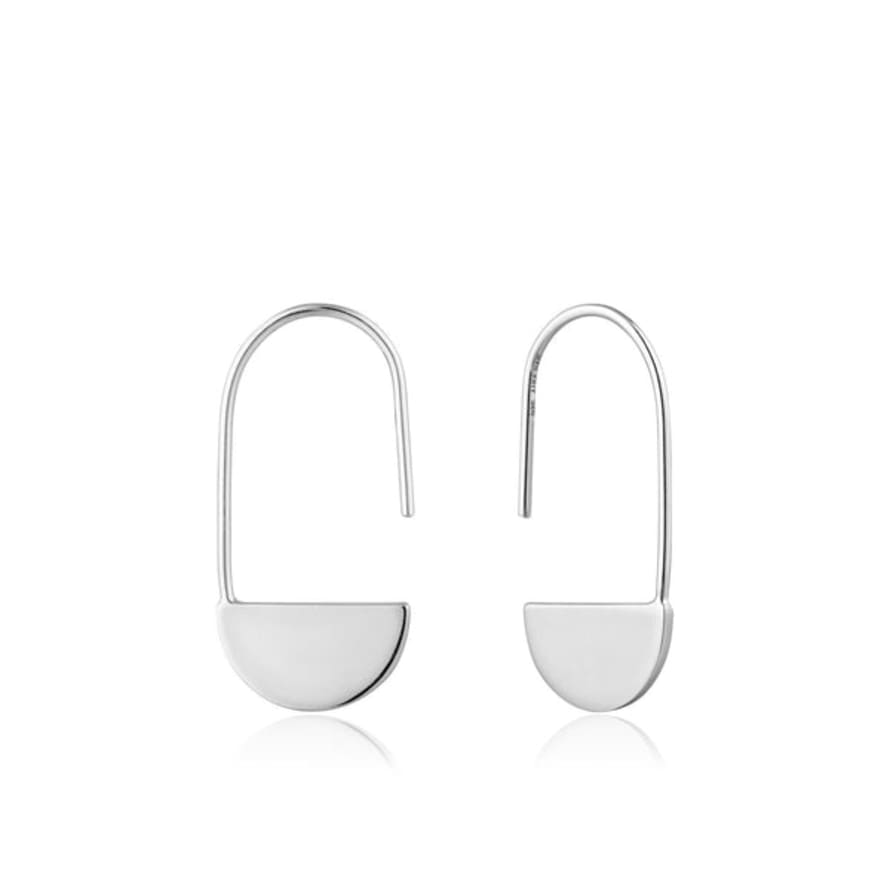 Ania Haie Geometry Semi Drop Silver Earrings