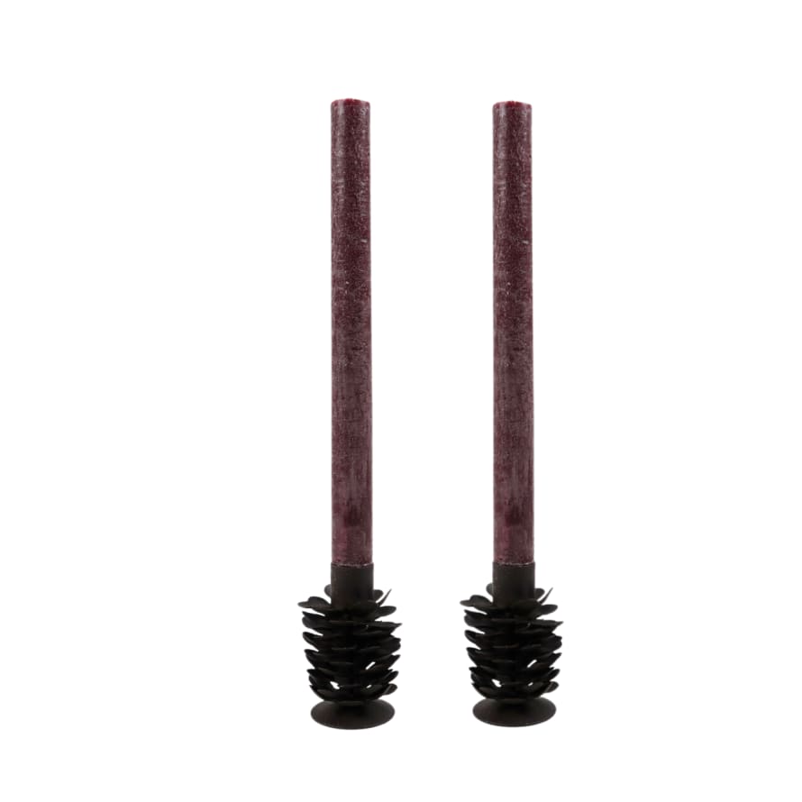 Terrace and Garden Set of 2 Pine Cone Candleholders - Small