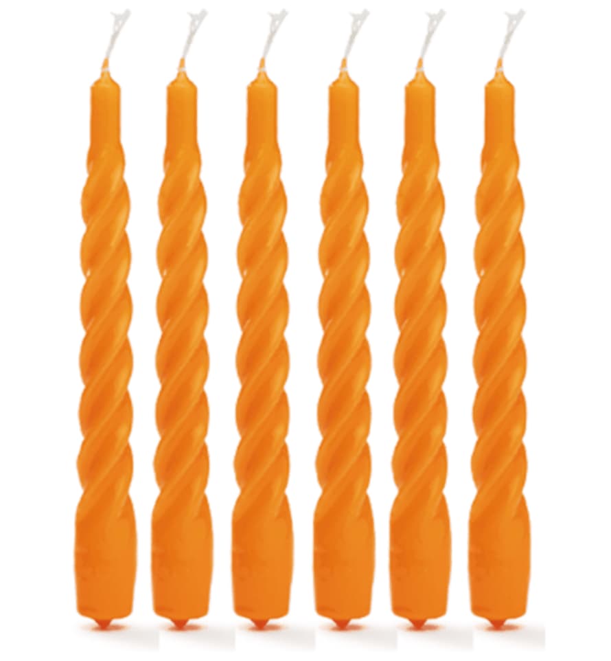 Anna + Nina Twisted Candles Orange - Set Of 6