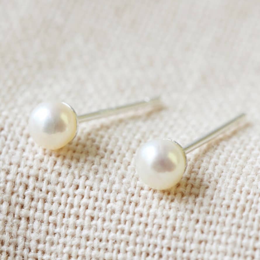 Lisa Angel Tiny Ivory Sterling Silver Freshwater Pearl Earrings