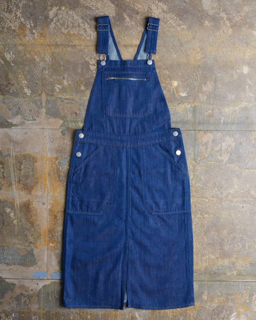 USKEES Women's Organic Buttoned Pinafore - Rinsed Denim
