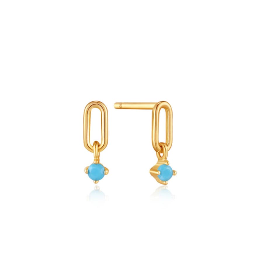 Ania Haie Gold Turquoise Link Stud Earrings