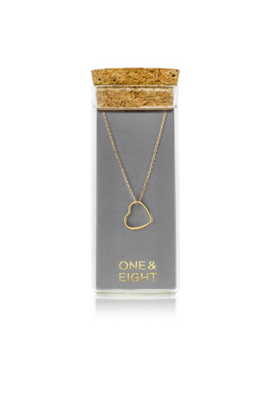 One & Eight Gold Open Heart Necklace