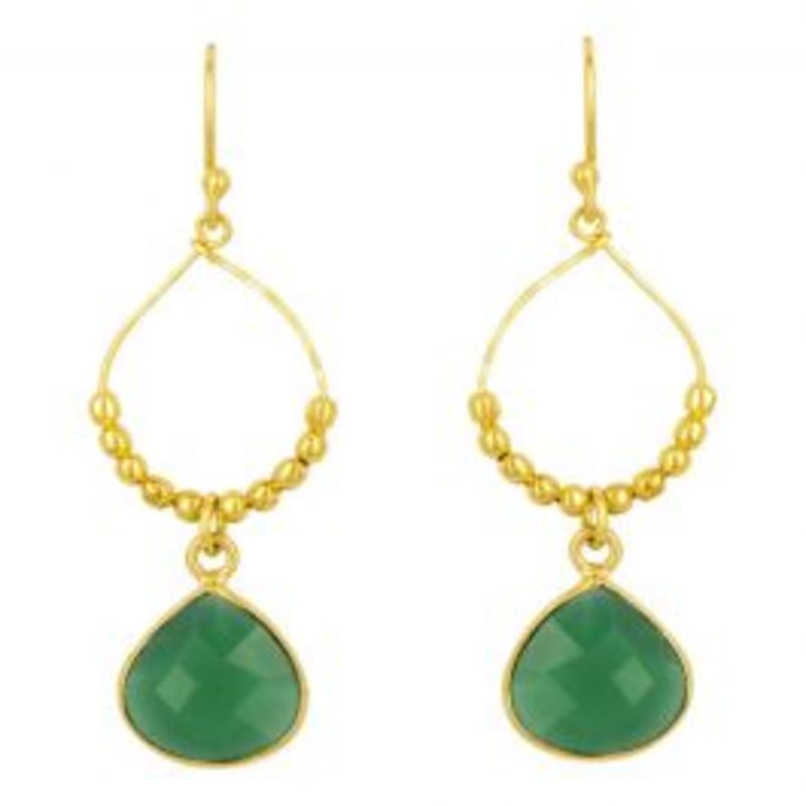 Ashiana Bay Reef Drop Earrings In Gold - Dark Green Jade