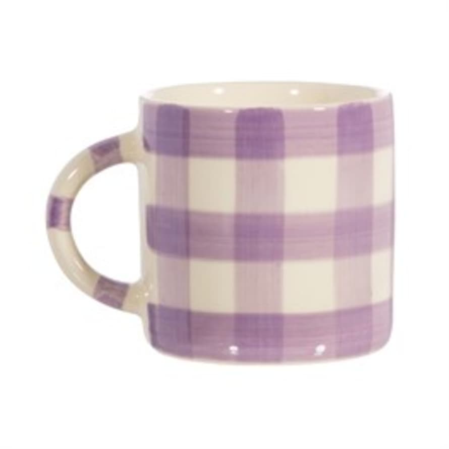 Sass & Belle  Gingham Stoneware Mug - Lilac