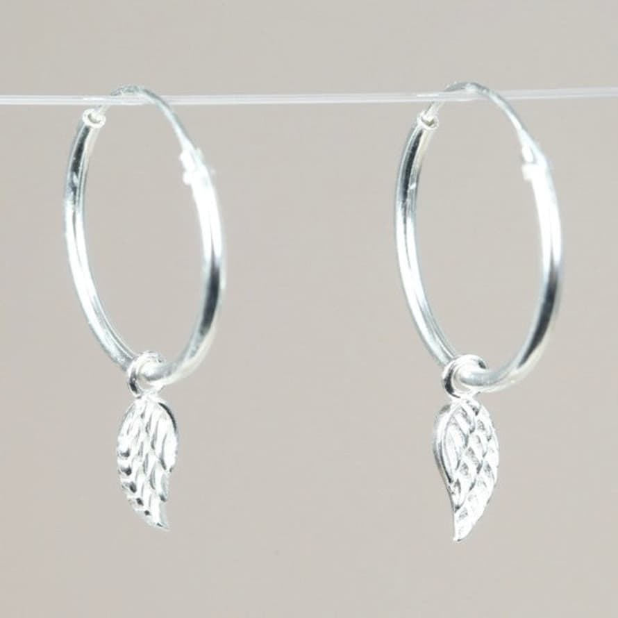 Lisa Angel Sterling Silver Wing Charm Hoop Earrings